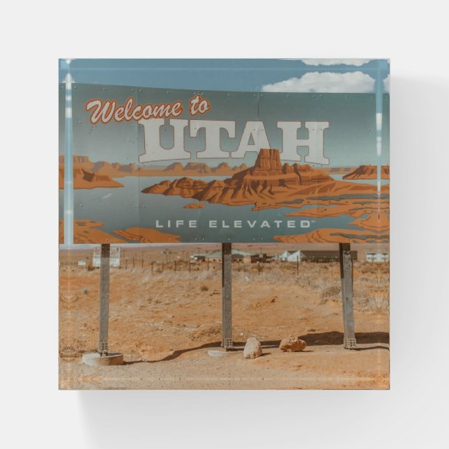 Utah Life Elevated Paperweight (Front)