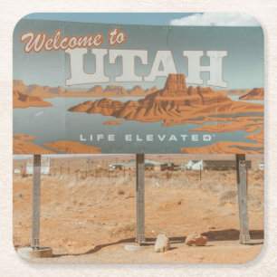 Utah Life Elevated Square Paper Coaster