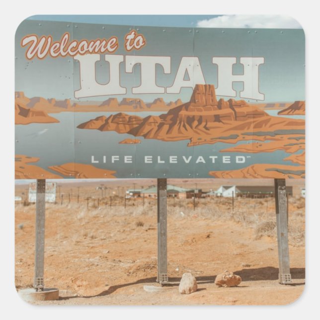 Utah Life Elevated Square Sticker (Front)
