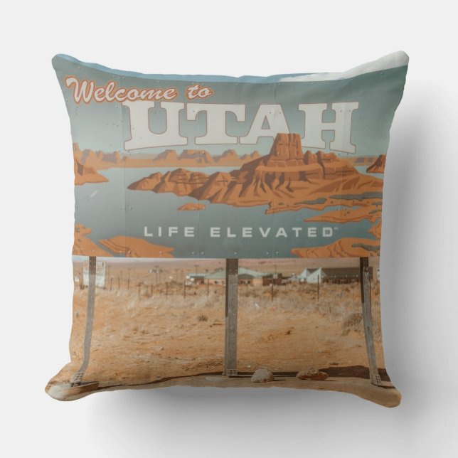 Utah Life Elevated Throw Pillow (Front)