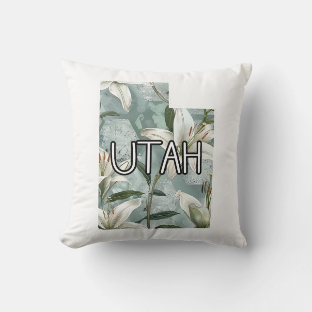 Utah Lily Throw Pillow (Front)