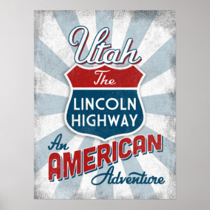 Utah Lincoln Highway Vintage America Poster