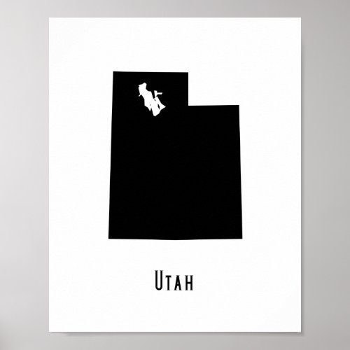 Utah Map _ Black and White Modern Utah Map Poster