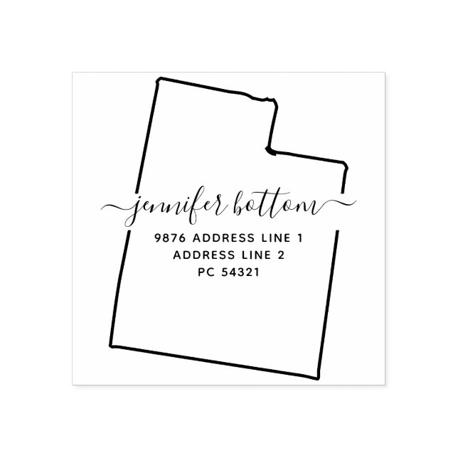 Utah map Family return address Rubber Stamp (Imprint)