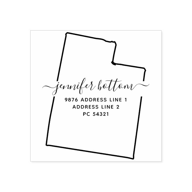 Utah map Family return address Rubber Stamp