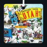 Utah Map Ornament<br><div class="desc">Wonderful Christmas or Hanukkah or Holiday gift for your friends!  A vintage post card of Utah repurposed on an ornament.</div>