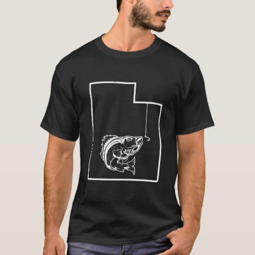 Utah Map State Walleye Fishing Gift Cool Fish Dad T_Shirt