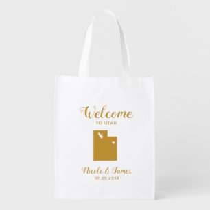 Utah Map Wedding Welcome Bag, Gold Tote Bag