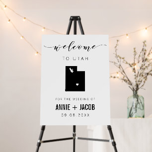 Utah Map Wedding Welcome Sign, Foam Board