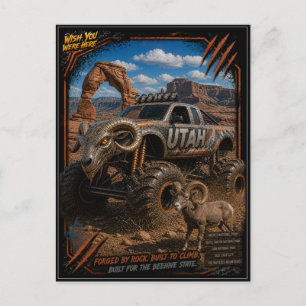 Utah Monster Truck Off Road Art Postcard