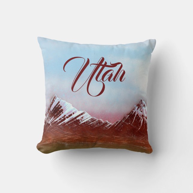 Utah Mountain Range Throw Pillow (Front)
