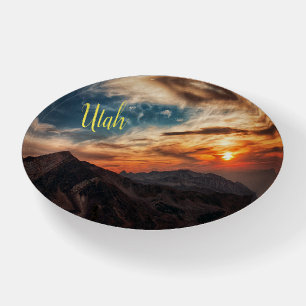 Utah Mountain Sunset Souvenir Paperweight