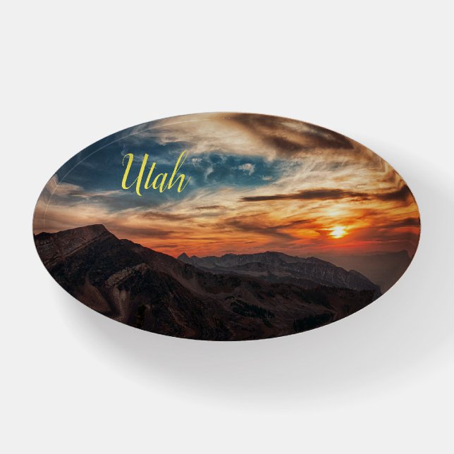 Utah Mountain Sunset Souvenir Paperweight (Front)