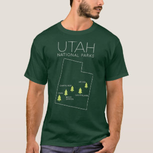 Utah National Park Map Zion Bryce Canyon Arches T-Shirt