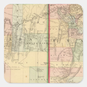 Utah, Nevada Map by Mitchell Square Sticker