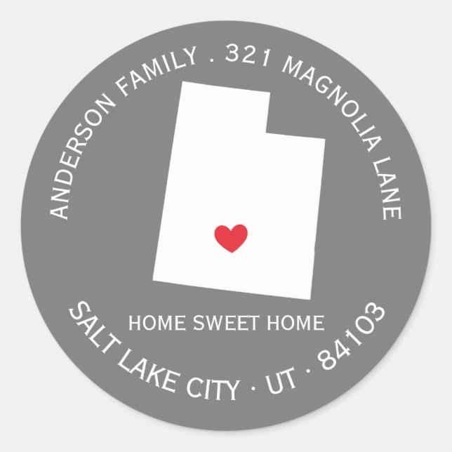 UTAH | New Home Address Label Sticker (Front)
