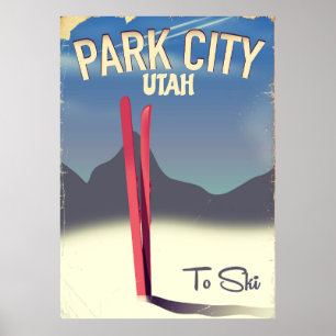 Utah park city ski travel poster