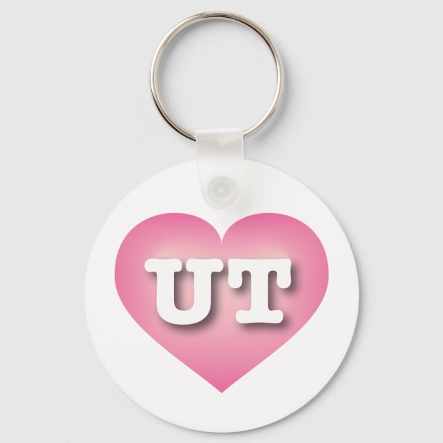 Utah Pink Fade Heart - I love UT Keychain (Front)