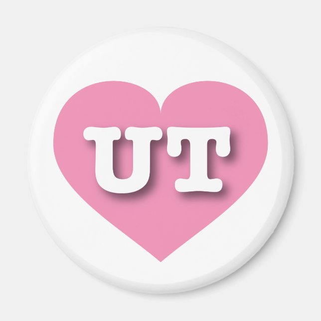 Utah Pink Heart - I love UT Magnet (Front)