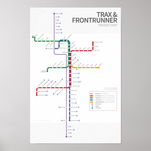 Utah Rail Transit Map Poster | Zazzle