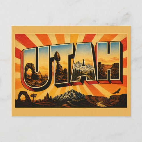 Utah Red Rock Canyons Snowy Mountains Art Postcard