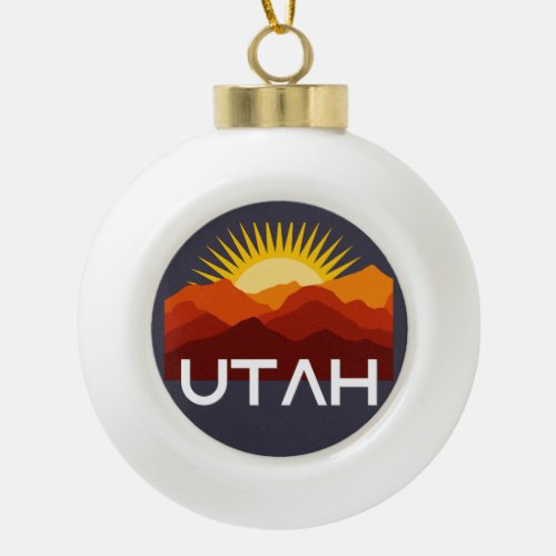 Utah Retro Vintage Desert Sunset Ceramic Ornament