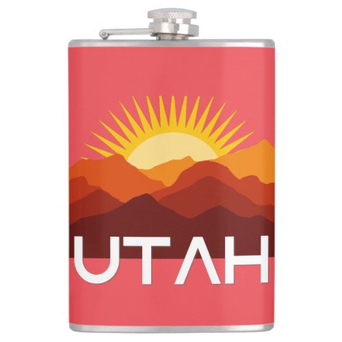 Utah Retro Vintage Desert Sunset Flask