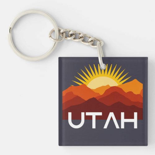 Utah Retro Vintage Desert Sunset Keychain