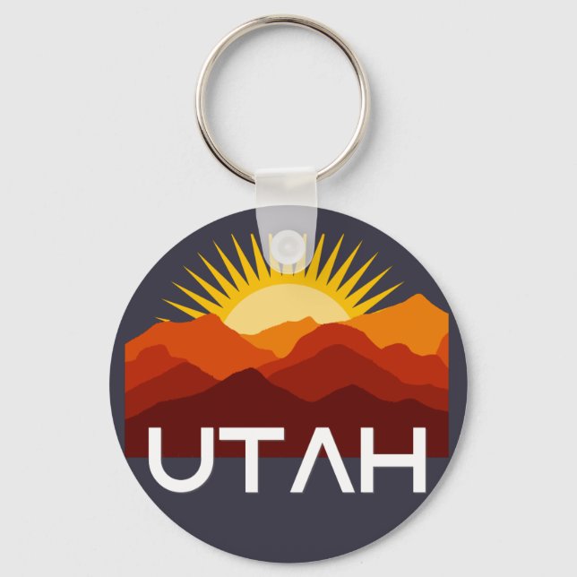 Utah Retro Vintage Desert Sunset Keychain (Front)