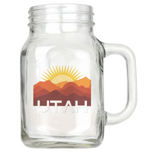 Utah Retro Vintage Desert Sunset Mason Jar