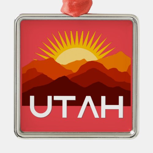 Utah Retro Vintage Desert Sunset Metal Ornament
