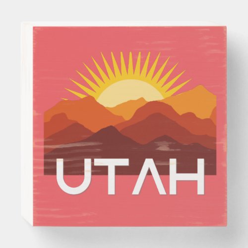 Utah Retro Vintage Desert Sunset Wooden Box Sign
