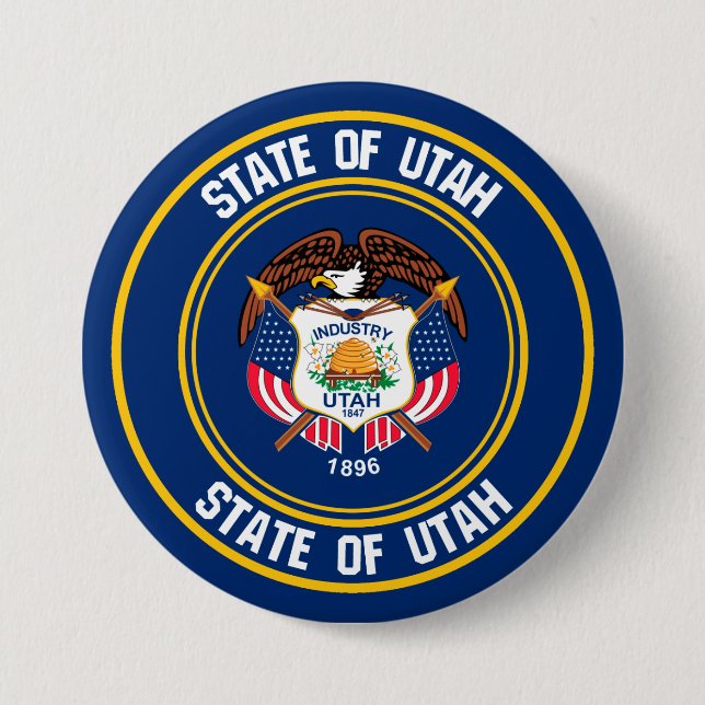 Utah Round Emblem Button (Front)