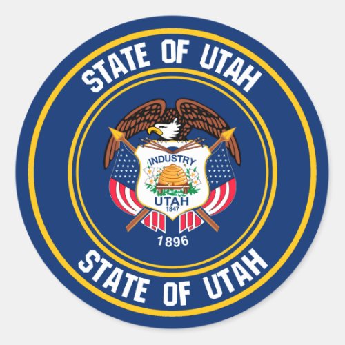 Utah Round Emblem Classic Round Sticker