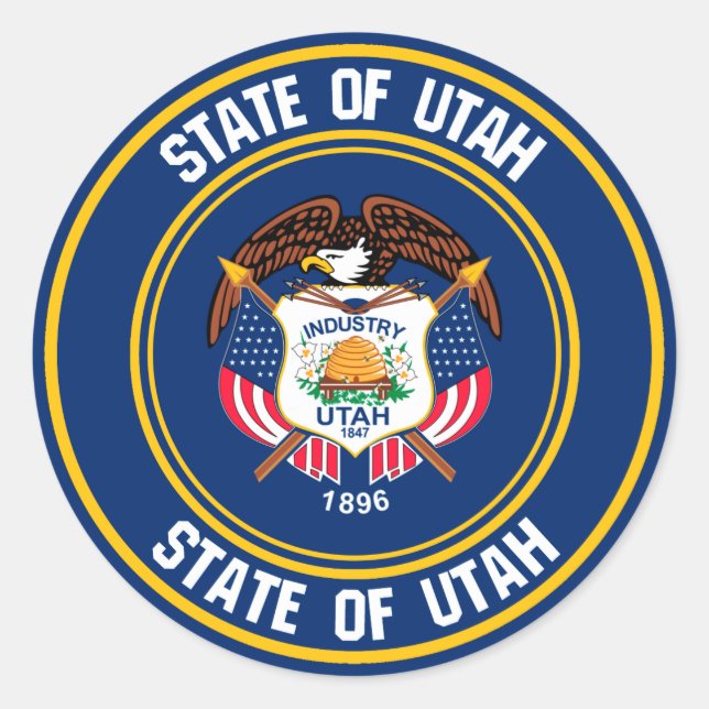 Utah Round Emblem Classic Round Sticker (Front)