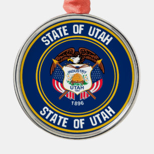 Utah Round Emblem Metal Ornament