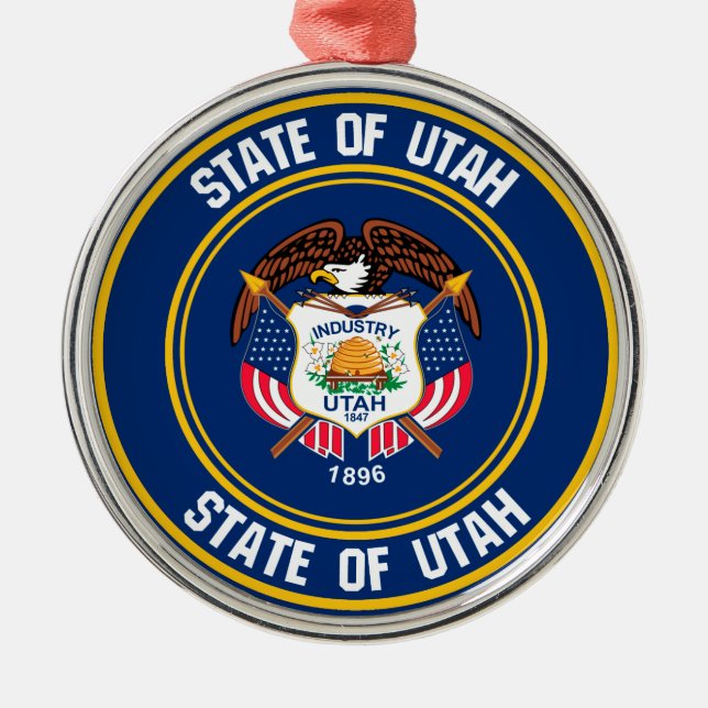 Utah Round Emblem Metal Ornament (Front)