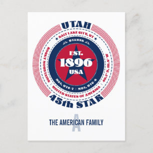 Utah, Salt Lake City, UT, Patriotic, Monogram Postcard