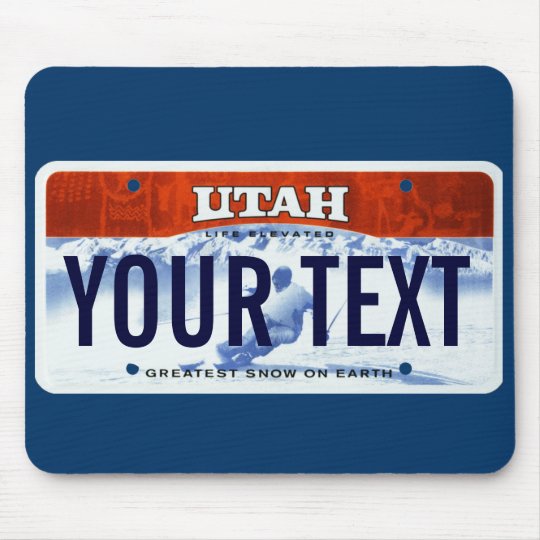 Utah Ski License Plate Mouse Pad