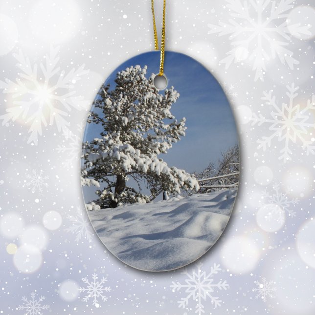 Utah Snowy Tree Photograph Christmas Ceramic Ornament (Creator Uploaded)
