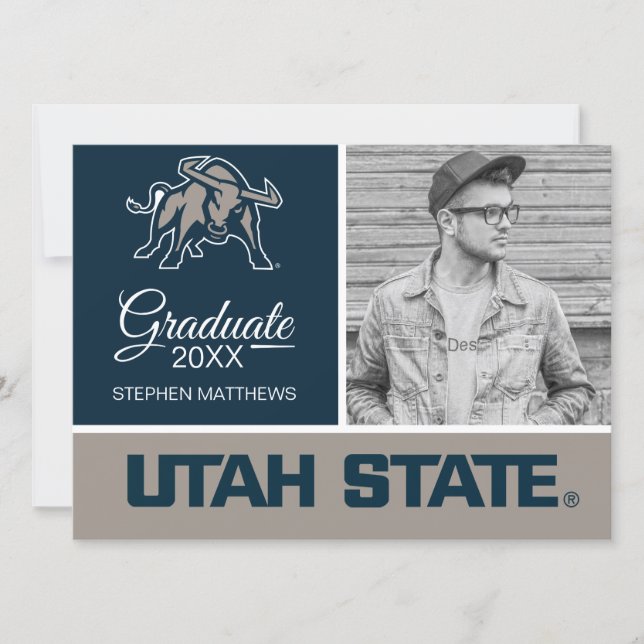 Utah State | Aggie Blue Graduation Invitation (Front)