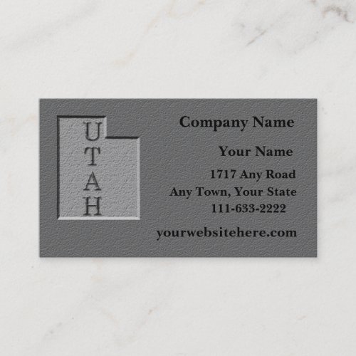 Utah State Business card  carved stone look