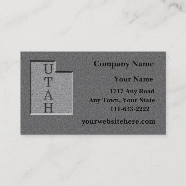Utah State Business card  carved stone look (Front)