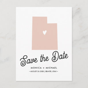 UTAH State Destination Wedding ANY COLOR Announcement Postcard