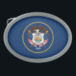 Utah State Flag Belt Buckle<br><div class="desc">Patriotic Utah state flag.</div>