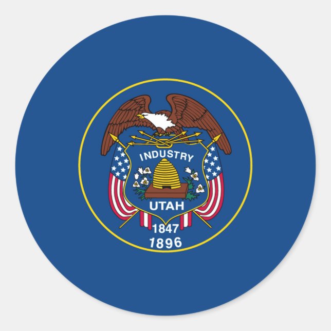 Utah State Flag Design Classic Round Sticker (Front)