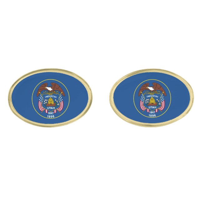 Utah State Flag Design Cufflinks (Front)