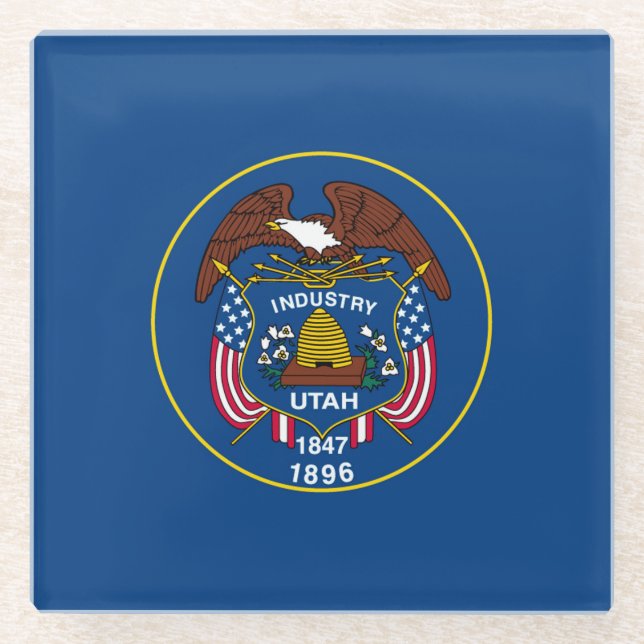 Utah State Flag Design Decor Glass Coaster (Front)