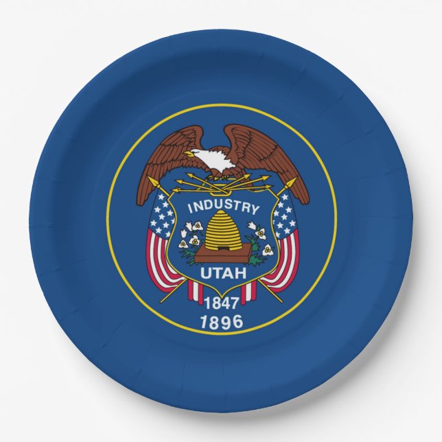 Utah State Flag Design Decor Paper Plates (Front)