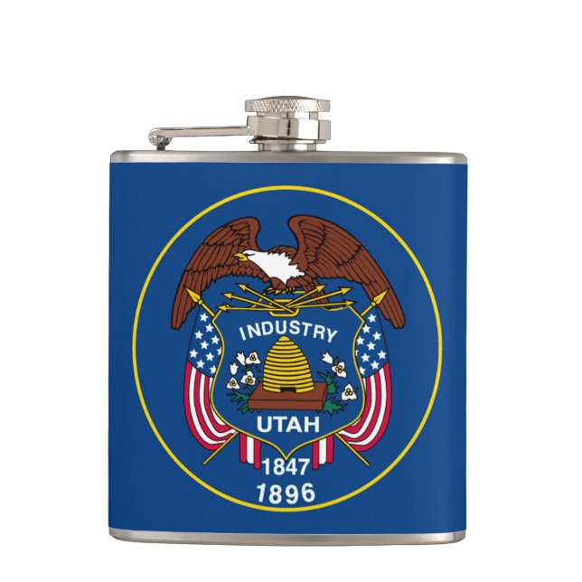 Utah State Flag Design Flask (Front)